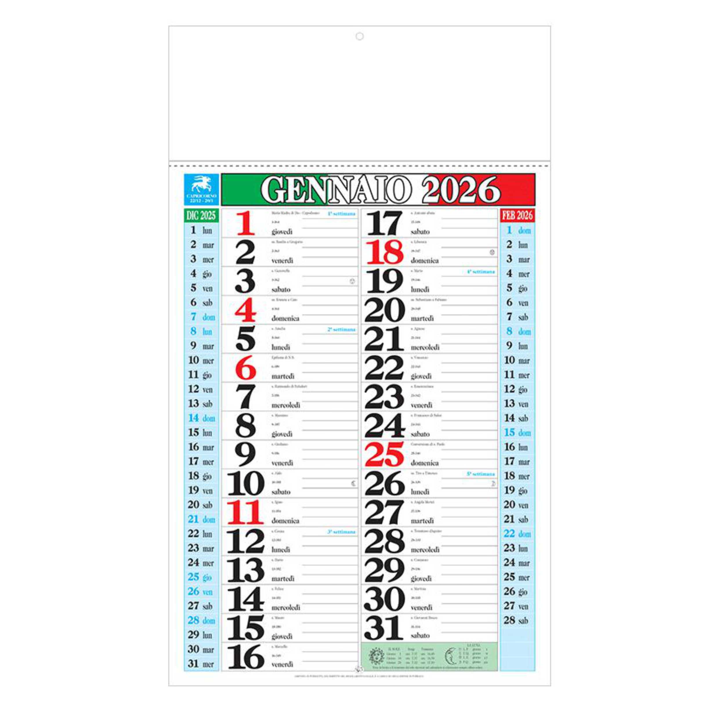 CALENDARIO ''TRICOLORE MAXI''