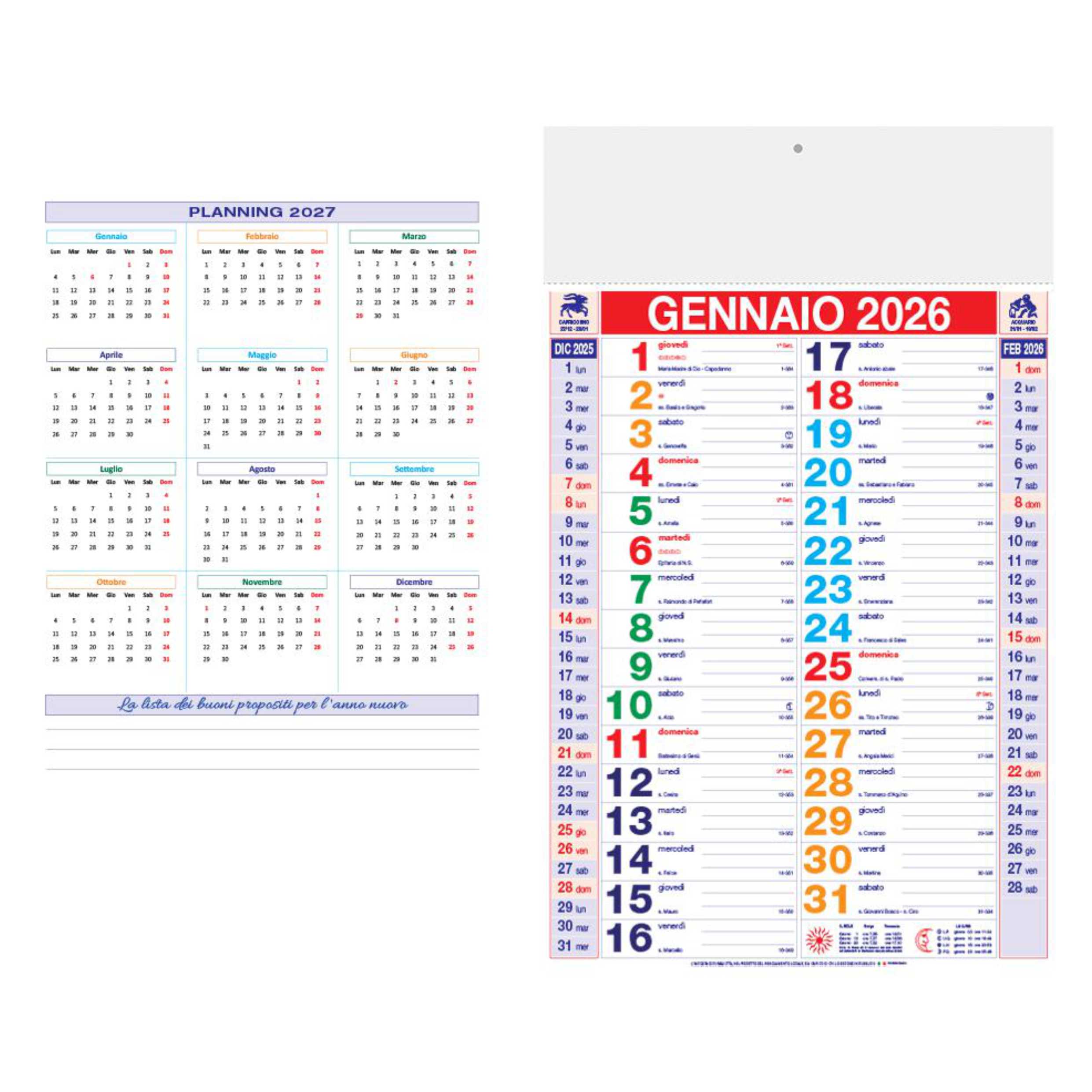 CALENDARIO ''OLANDESE STANDARD MULTICOLOR''