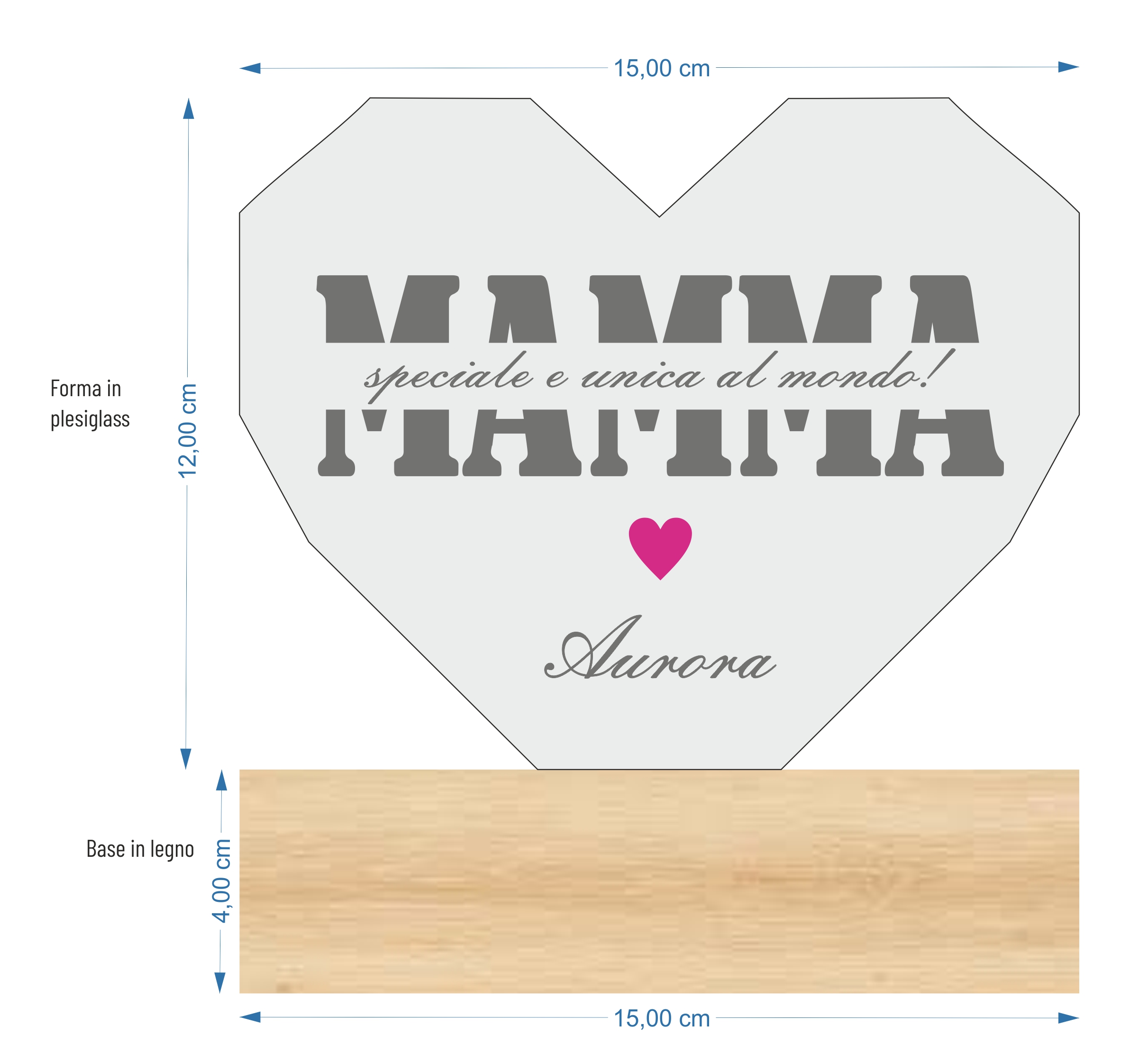 Lampada da Tavolo in Plexiglass - Cuore squadrato - immagine 3