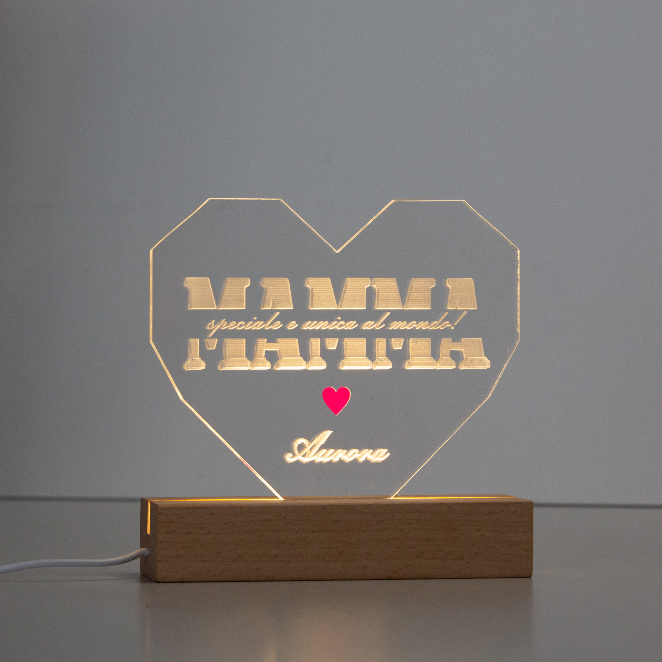 Lampada da Tavolo in Plexiglass - Cuore squadrato